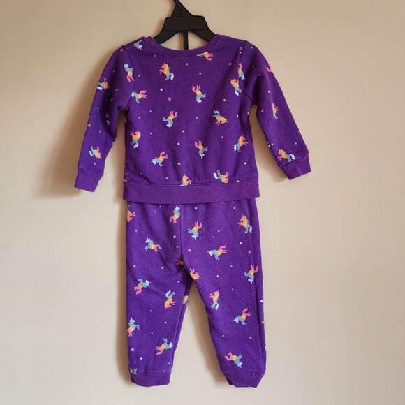 Granimals Toddler Girls Matching Sweatsuit Purple Unicorn Rainbow Size 18Months - Picture 3 of 5